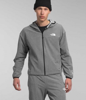 Μπουφάν Fleece ανδρικα The North Face Tekware™ Grid Hoodie γκρι | GREECE QFXBDRT