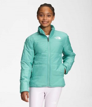 Μπουφάν Fleece για κοριτσια The North Face Reversible Mossbud τυρκουάζ | GR BNKDHUM