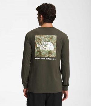 Μπλουζακι ανδρικα The North Face Long Sleeve Box NSE Ελιά | GREECE TMWUKCR