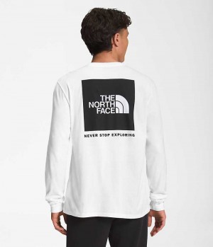 Μπλουζακι ανδρικα The North Face Long Sleeve Box NSE ασπρα | GR XQFNZVA