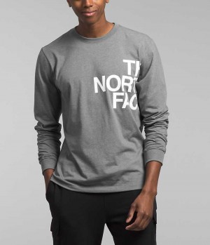 Μπλουζακι ανδρικα The North Face Long Sleeve Brand Proud γκρι | ATHENS IGOSJBZ