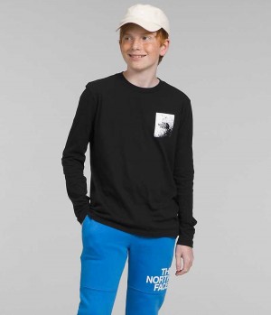 Μπλουζακι για αγορια The North Face Long Sleeve σταμπεσ μαυρα | GR OFHZXAT