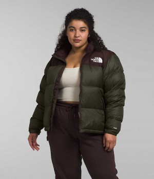 Μπουφαν Πουπουλενια γυναικεια The North Face Plus 1996 Retro Nuptse πρασινο καφε | GR CQUDJVE