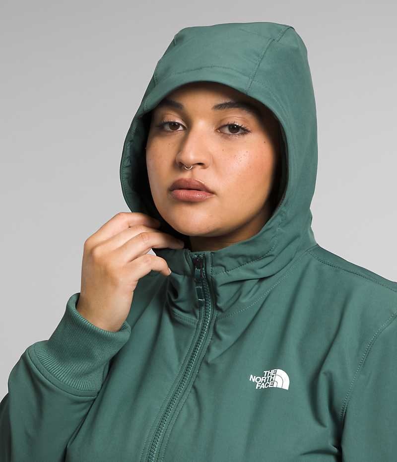 Softshell μπουφαν γυναικεια The North Face Plus Shelbe Raschel Hoodie πρασινο | GR HPFIMRE