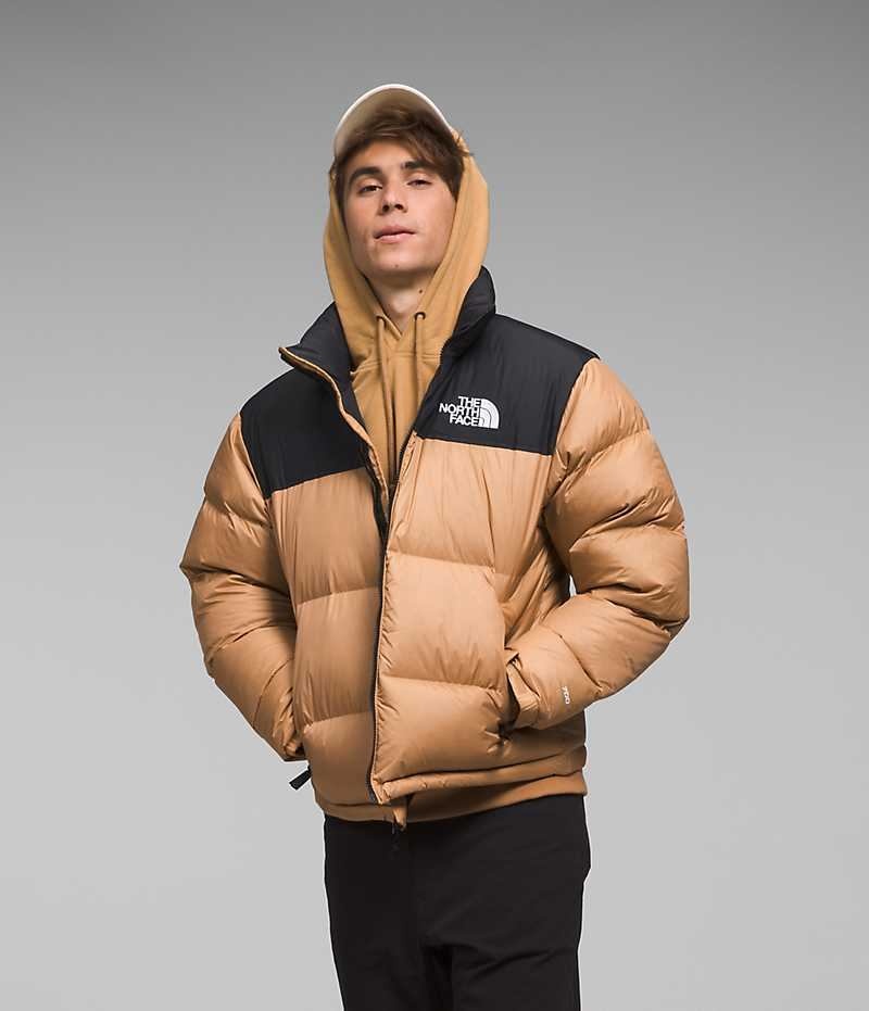 Μπουφαν Πουπουλενια ανδρικα The North Face 1996 Retro Nuptse Μπεζ μαυρα | GREECE JXSAPBC