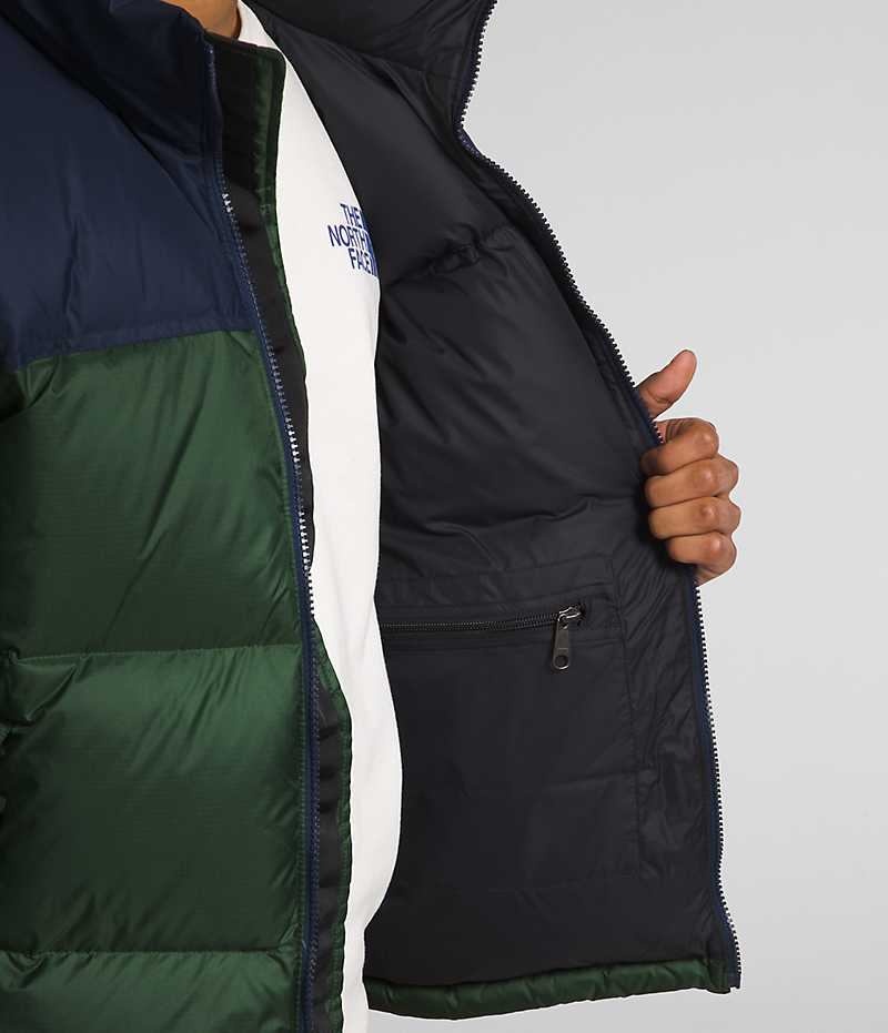 Μπουφαν Πουπουλενια ανδρικα The North Face 1996 Retro Nuptse πρασινο σκουρο μπλε | GREECE AFDBHRT