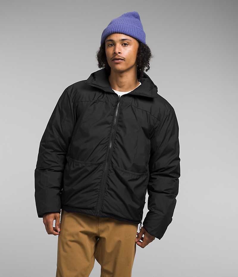 Μπουφαν Πουπουλενια ανδρικα The North Face Lhotse Reversible Hoodie μαυρα | ATHENS WBMCEAX