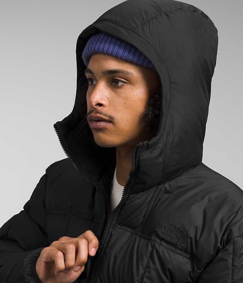 Μπουφαν Πουπουλενια ανδρικα The North Face Lhotse Reversible Hoodie μαυρα | ATHENS WBMCEAX