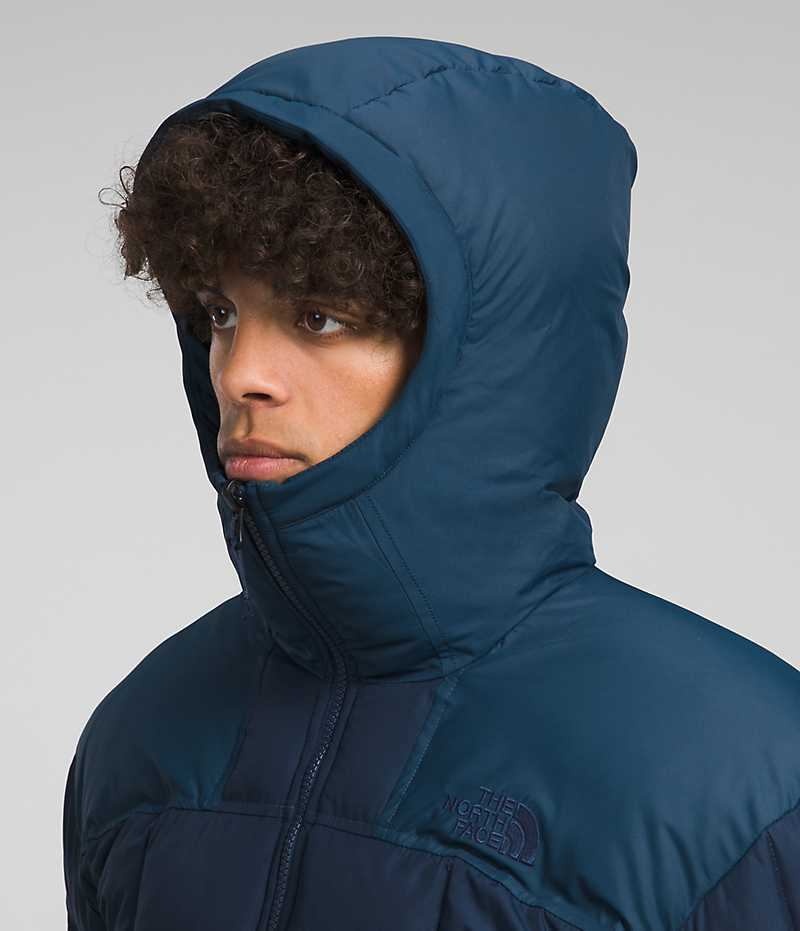 Μπουφαν Πουπουλενια ανδρικα The North Face Lhotse Reversible Hoodie σκουρο μπλε | GREECE OQPXZDH