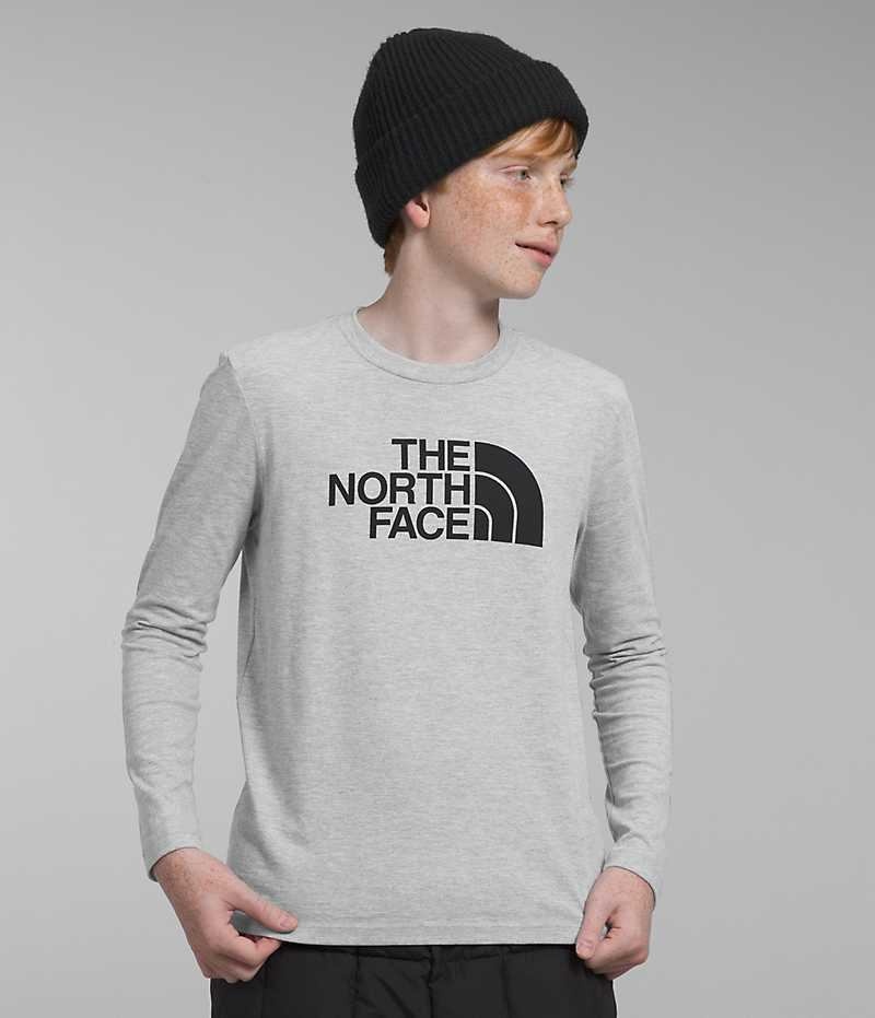 Μπλουζακι για αγορια The North Face Long Sleeve σταμπεσ ανοιχτο γκρι | ATHENS HYVBJEN